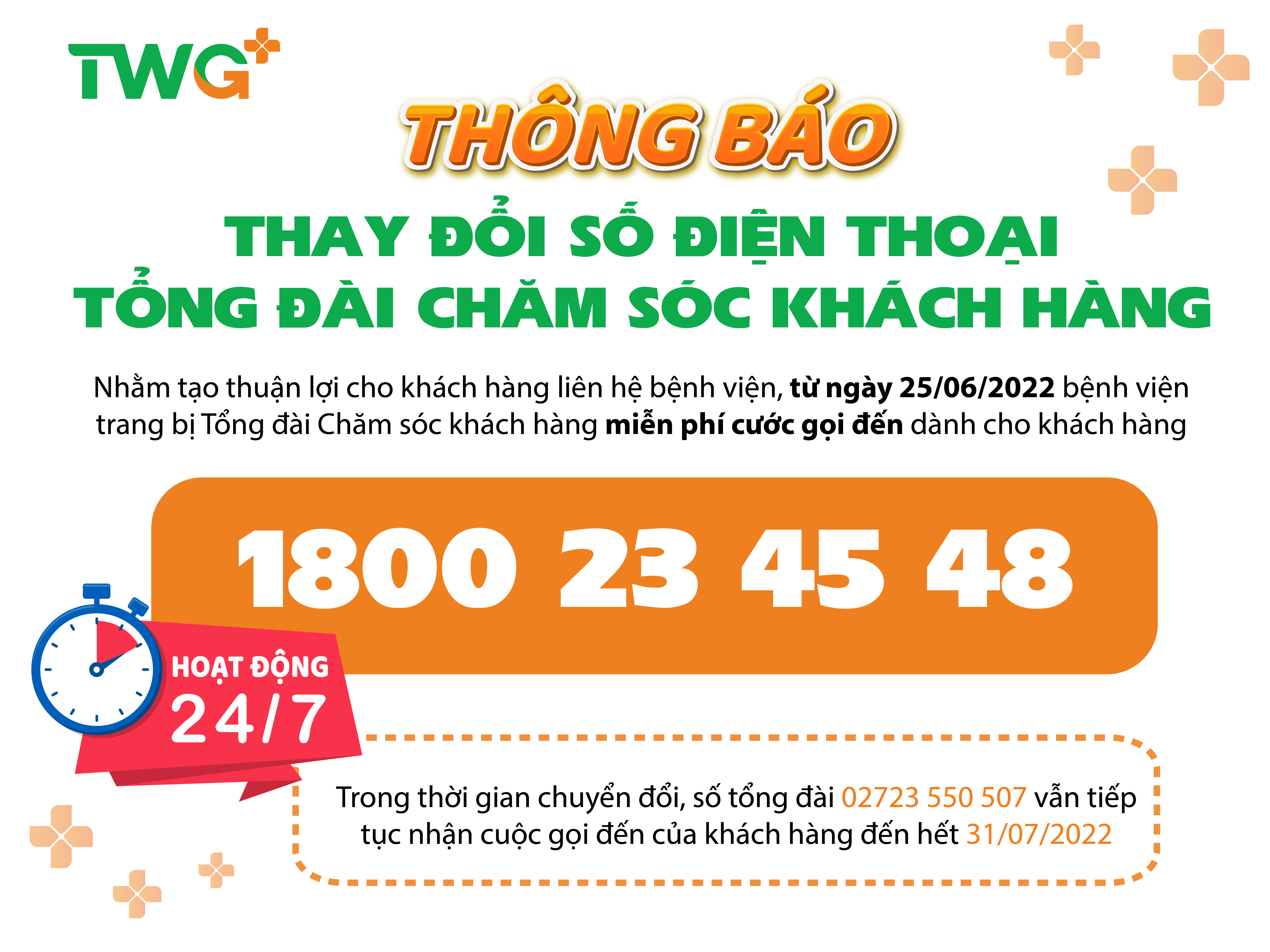 THÔNG BÁO THAY ĐỔI SỐ ĐIỆN THOẠI TỔNG ĐÀI CHĂM SÓC KHÁCH HÀNG