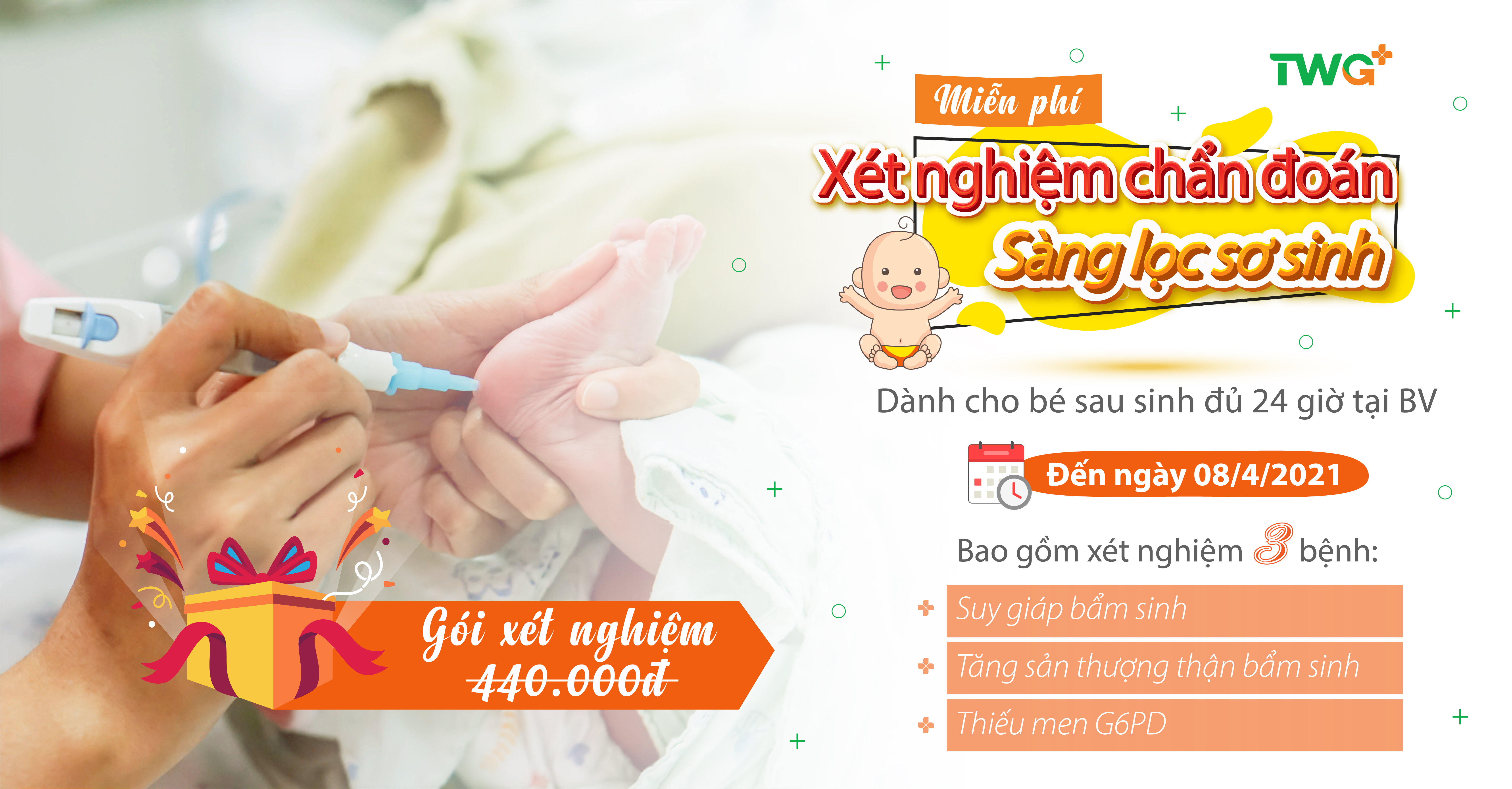 Tặng gói xét nghiệm sàng lọc sơ sinh 3 bệnh tại Bệnh viện Sản Nhi TWG Long An.