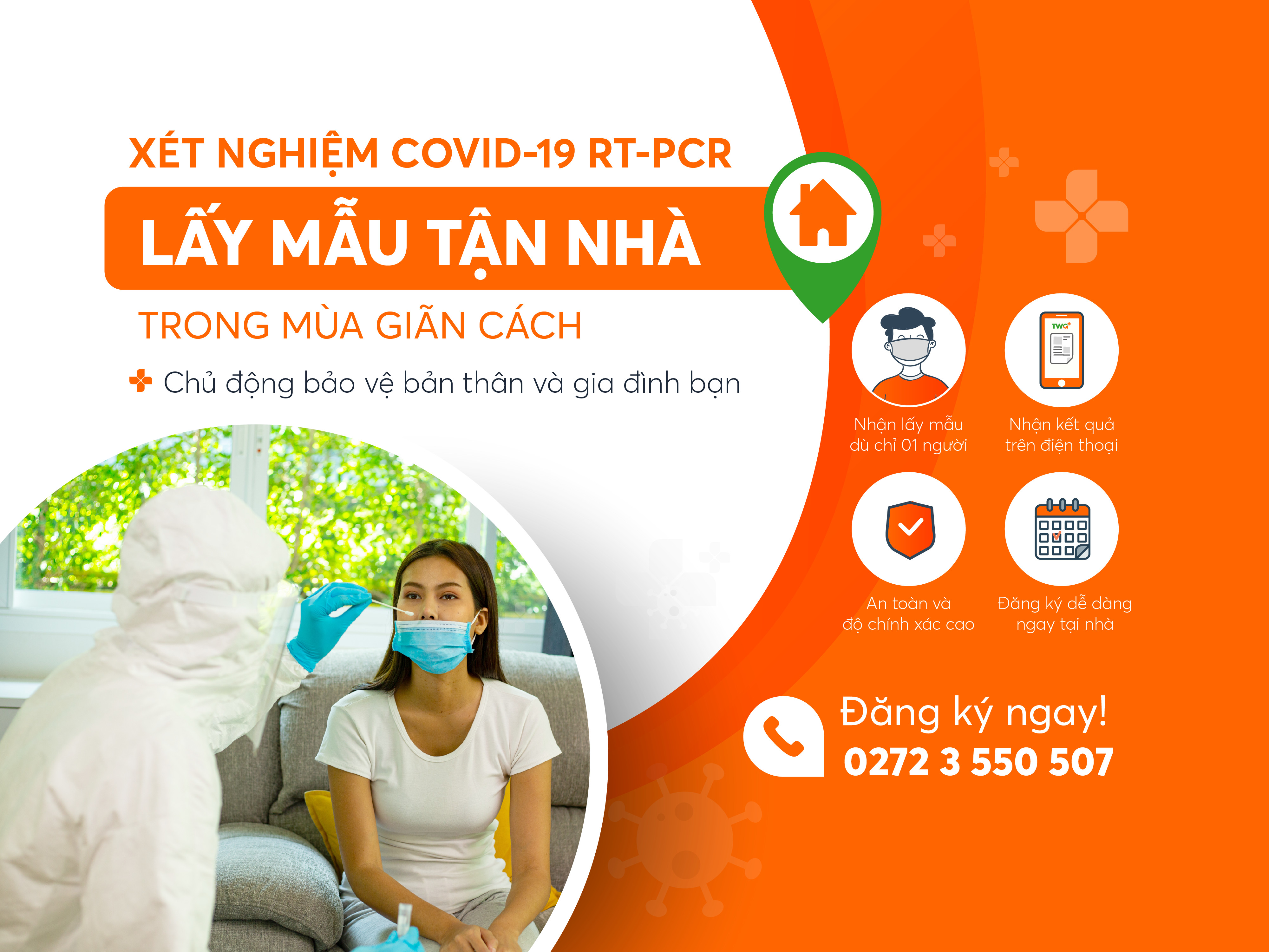 Dịch vụ xét nghiệm COVID-19 RT-PCR lấy mẫu ngay tại nhà bạn - Dù chỉ 1 người